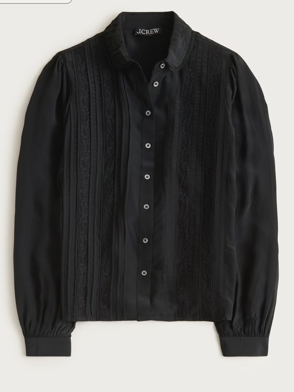 J crew black Lace-trim button-up shirt with club collar
